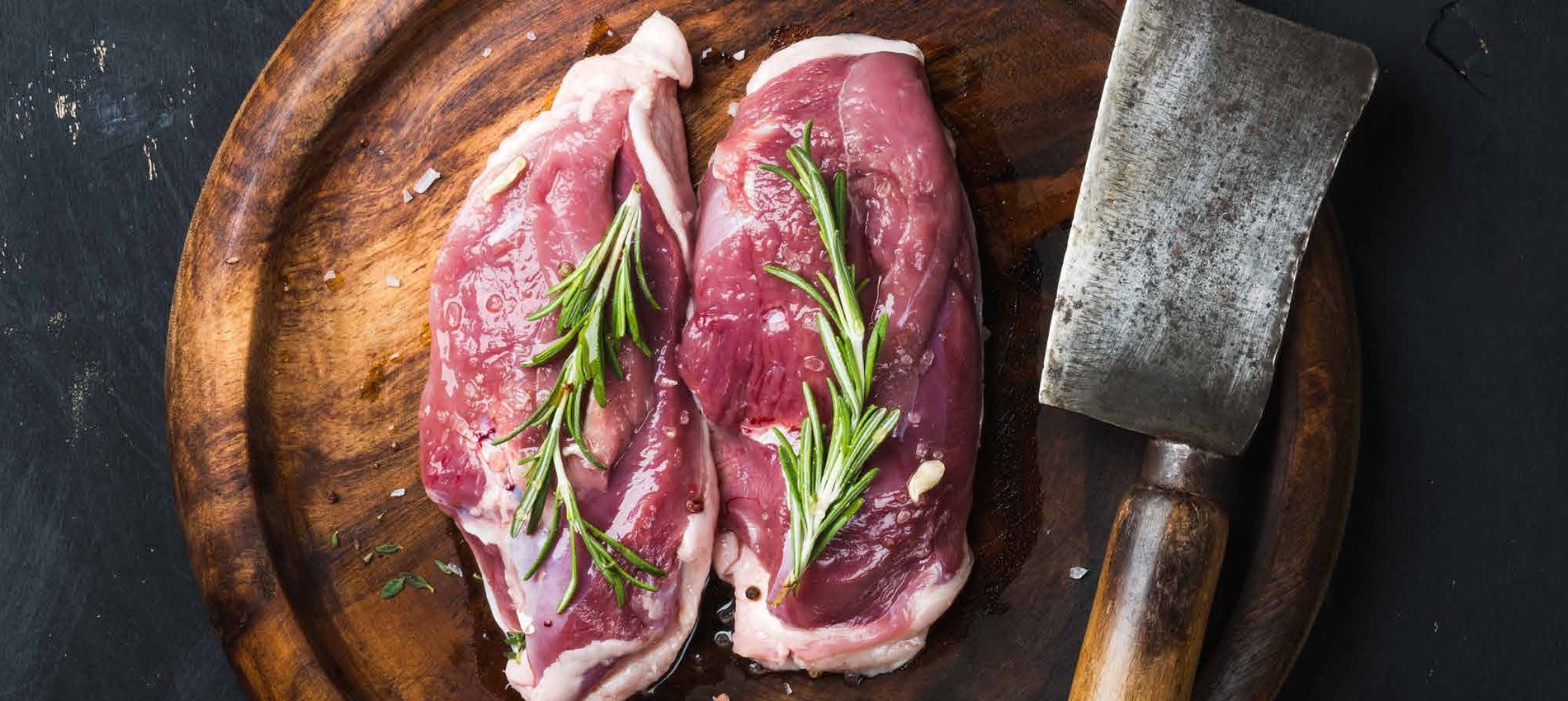 Farmhouse chicken and duck breast, prepared for the kitchen